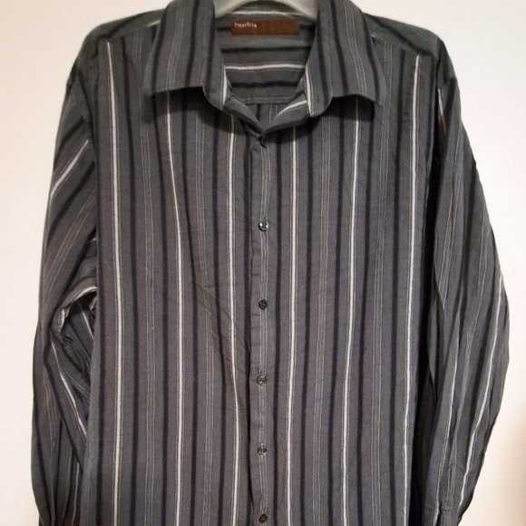 PERRY ELLIS DRESS SHIRT, Long Sleeves Striped XXL - Picture 1 of 7
